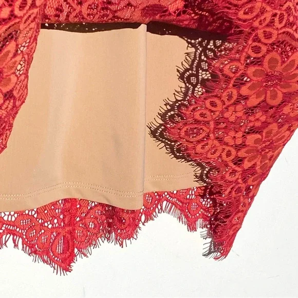 For Love And Lemons Red Lace Mini Dress